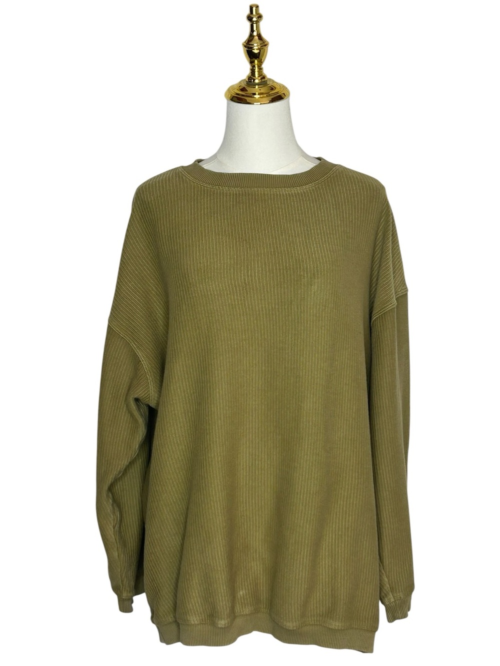 aerie Olive Oversized Thick Ribbed Crewneck Sweater Gorpcore Sz M Granola Girl